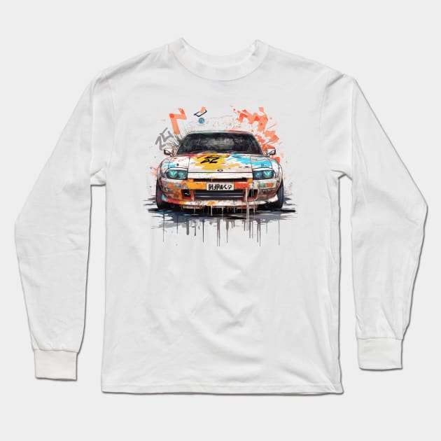 anime art style 1990s japanese old school vintage sport car Long Sleeve T-Shirt by bulografik